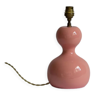 Pink lacquered turned wooden lamp base 70s