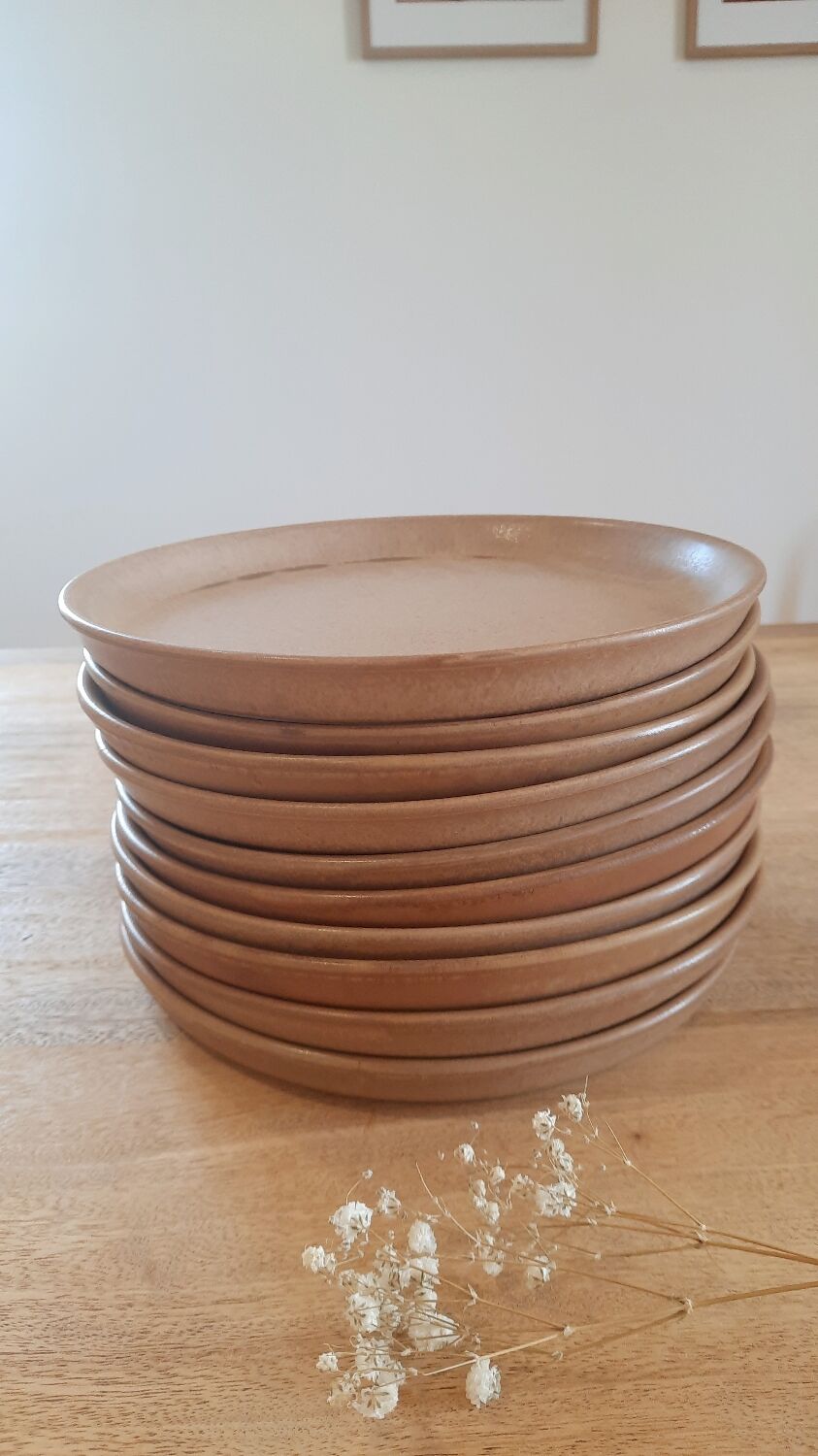 Flat stoneware plate
