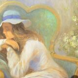 Pair of paintings with feminine decoration