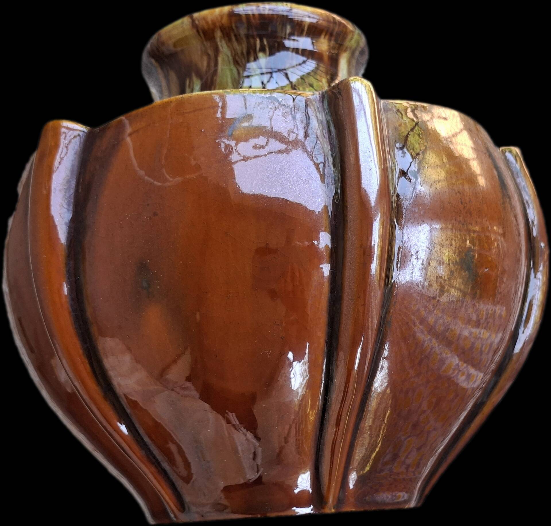 Art Deco vase in polychrome glazed ceramic