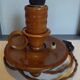 Vintage Scandinavian turned wooden candlestick lamp base