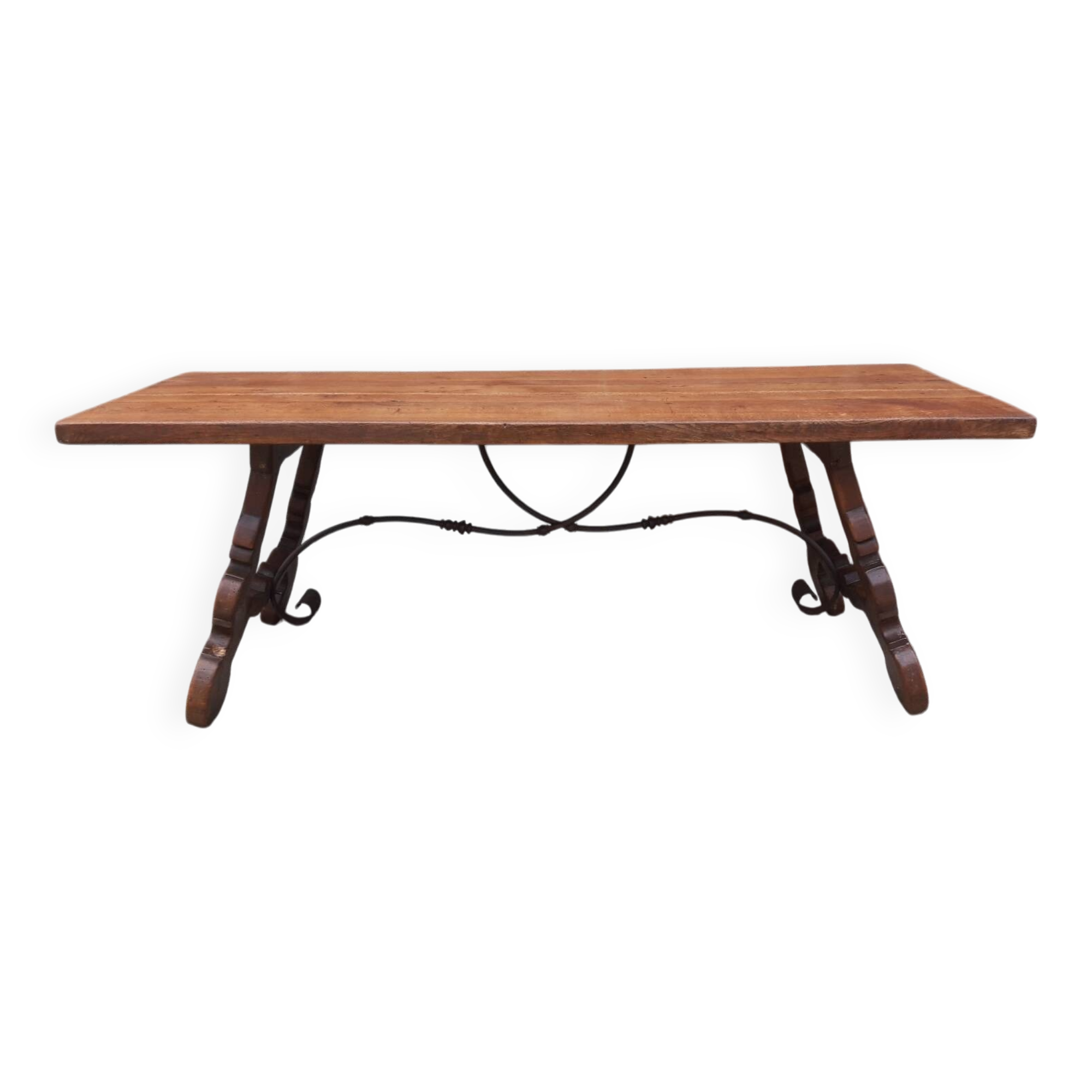 Spanish table with oak lyre legs (19th century)