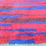 Tapis à poils longs noué à la main du milieu du siècle par Walter Mack, étiqueté - années 1960