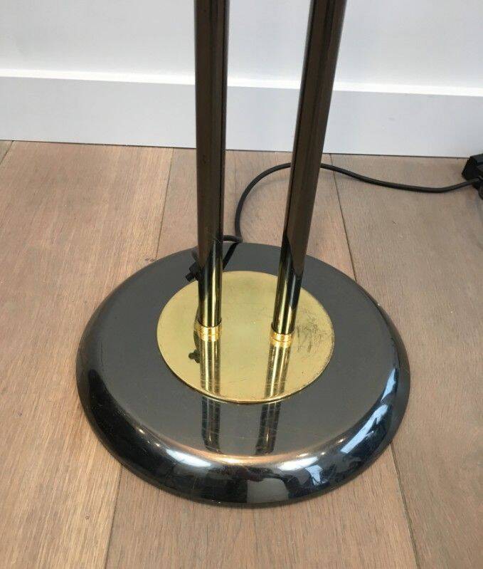 Floor lamp with gunmetal patina and brass