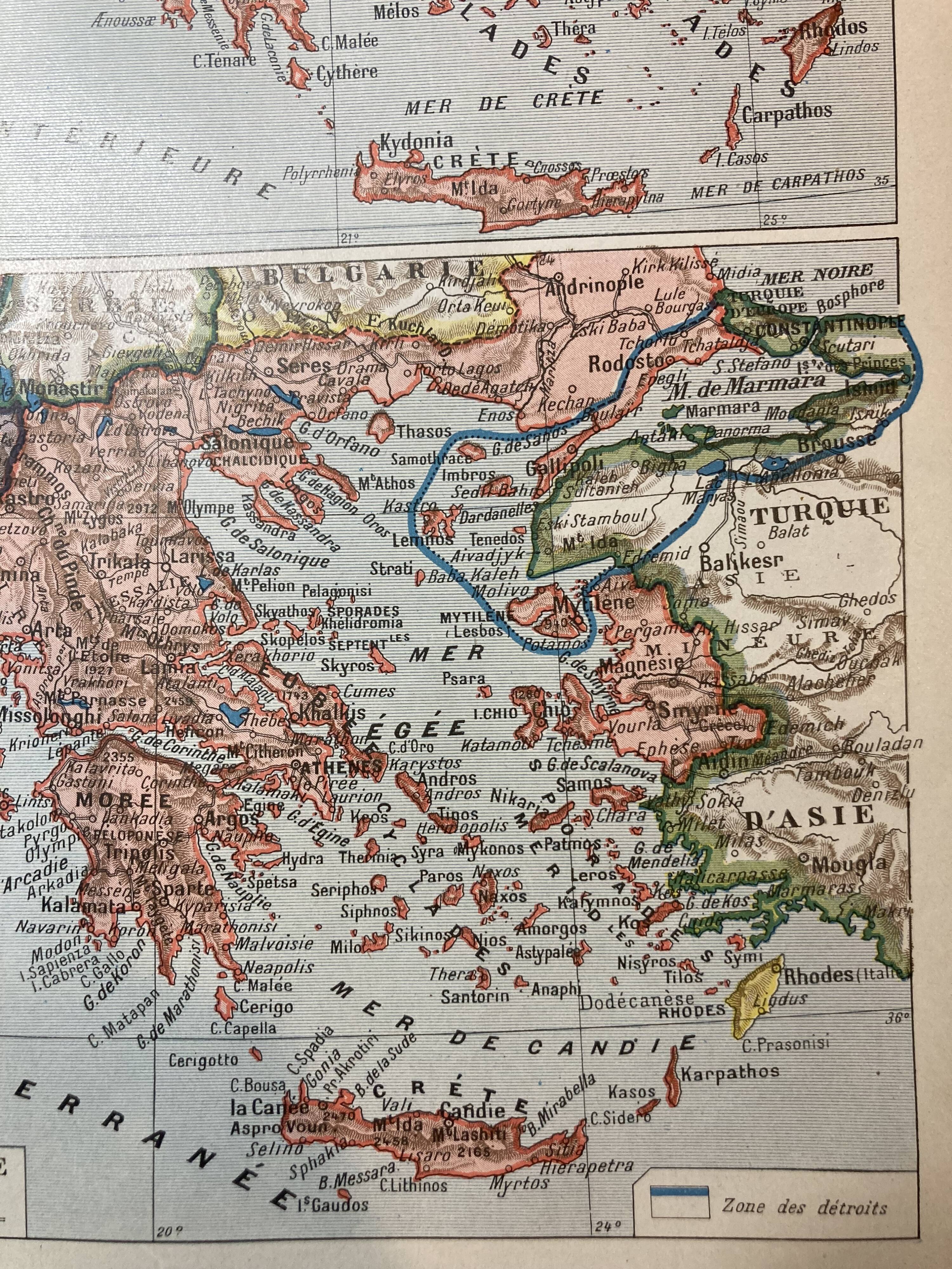 Map of ancient and modern Greece from 1922