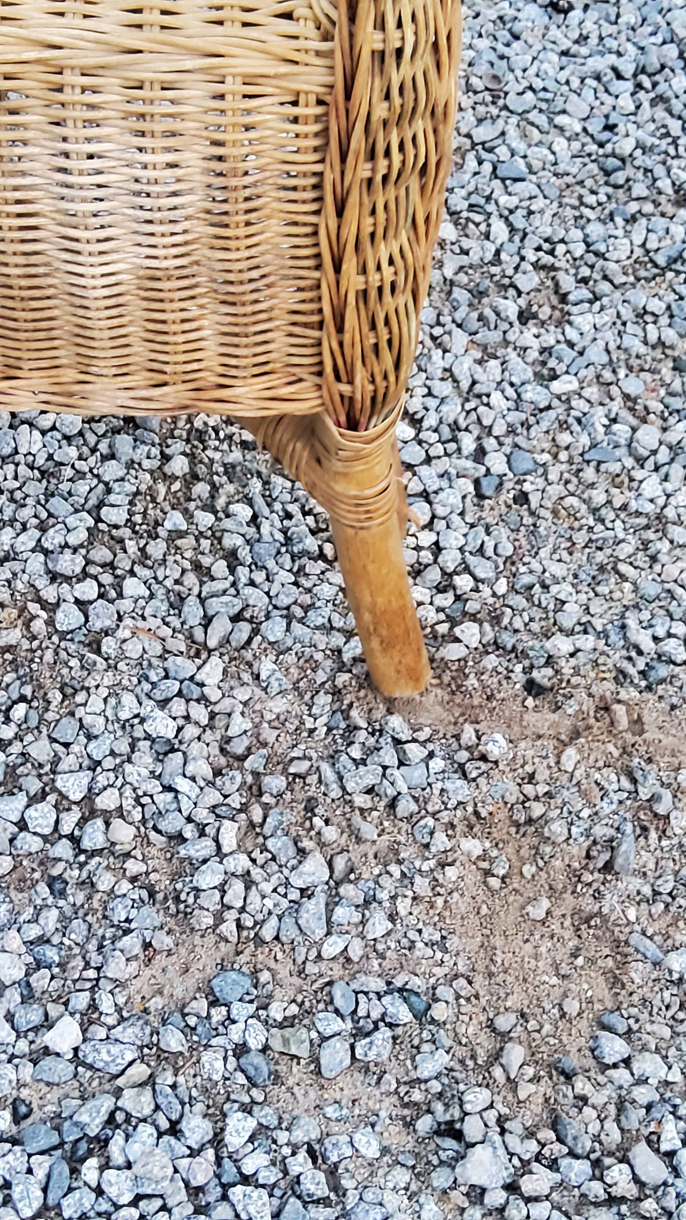 Pair of armchairs and bench in rattan and bamboo from the 60s/70s