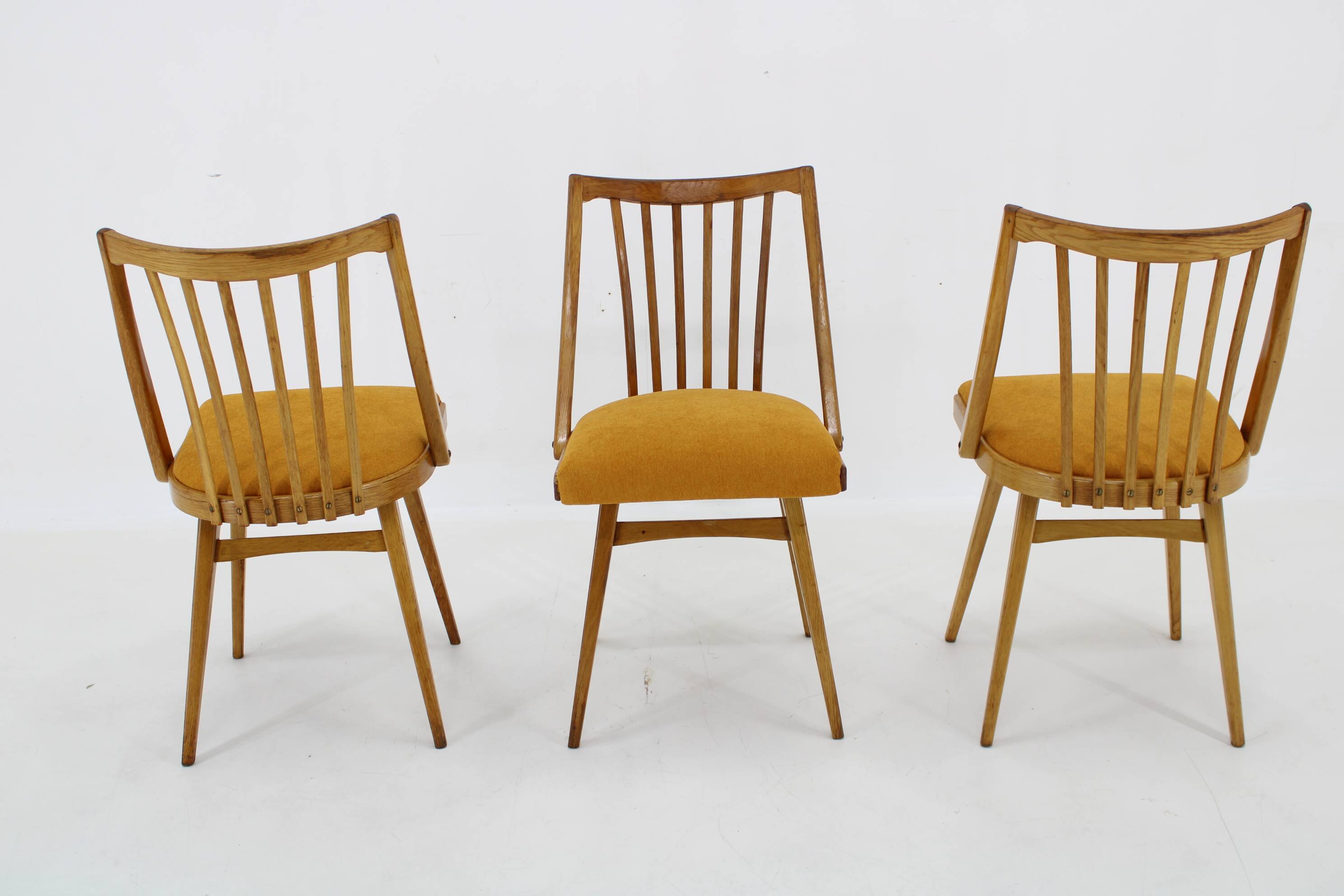 1960s Antonin Suman Oak Chair, Set of Three