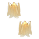 Pair of Contemporary Modern Sanded Champagne “Rondini” Murano Wall Sconces