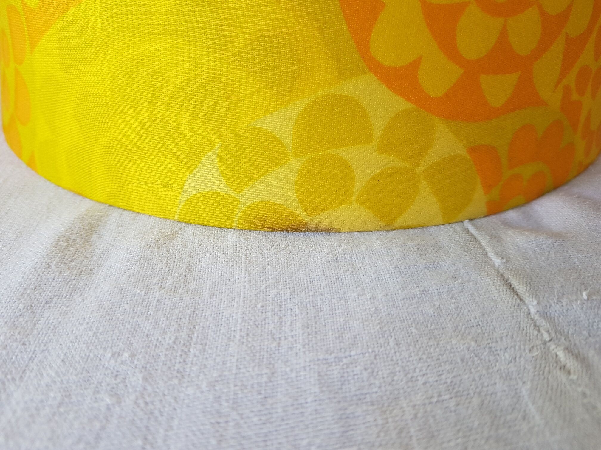 Pair of vintage yellow orange lampshade for suspension 1970