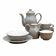 Delaunay breakfast service in grey, white and gold for one person.
