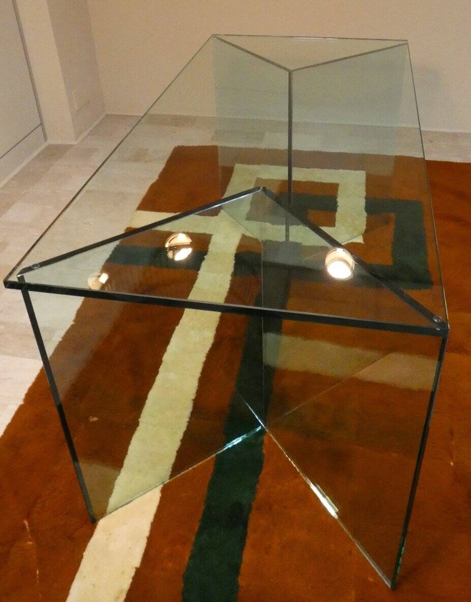 Bacco desk in transparent glass attributed to Tonelli, Italy, 1980s.