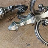 3-light silver-plated metal candlestick