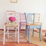 Set of 5 pretty patinated chairs