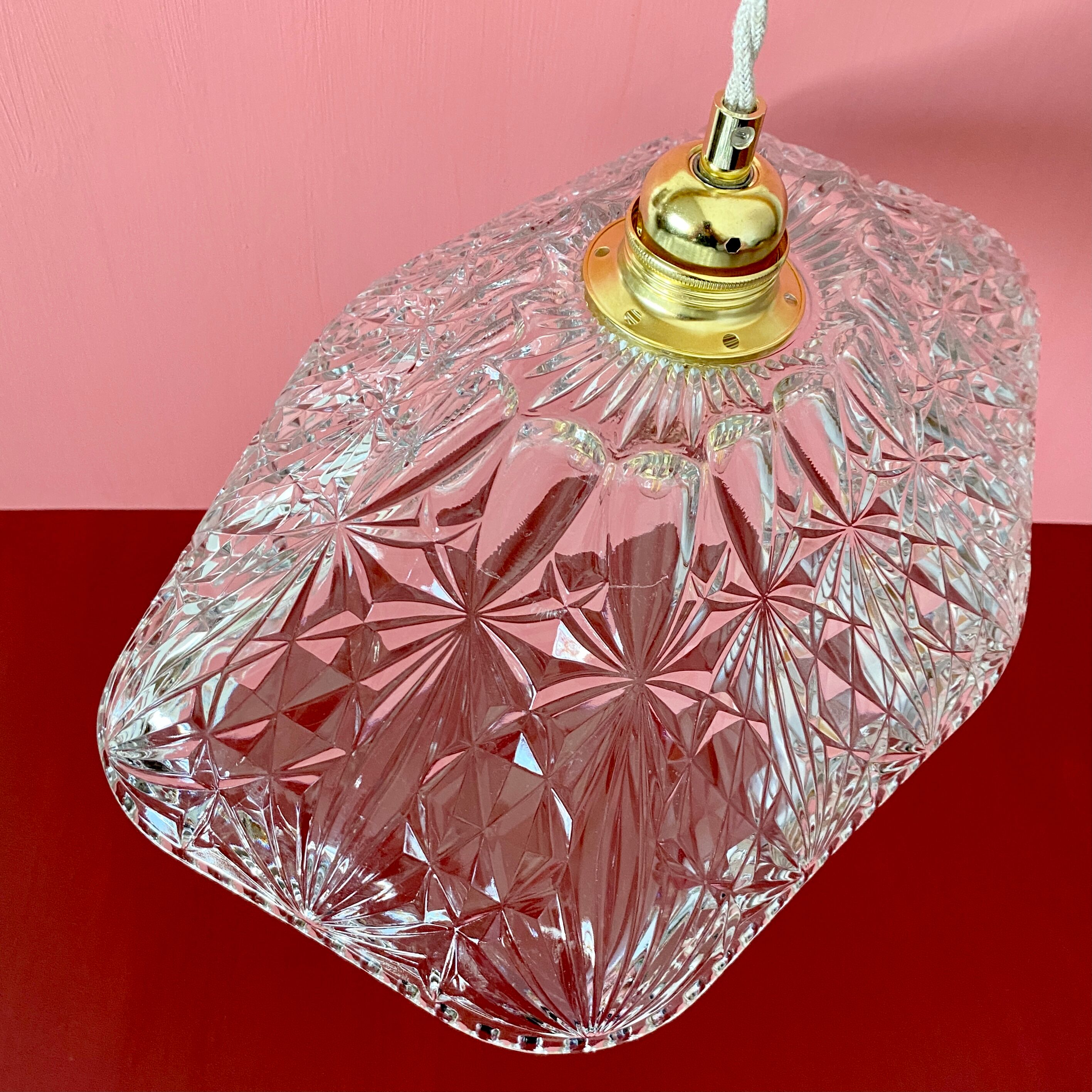 Vintage molded glass lampshade pendant lamp