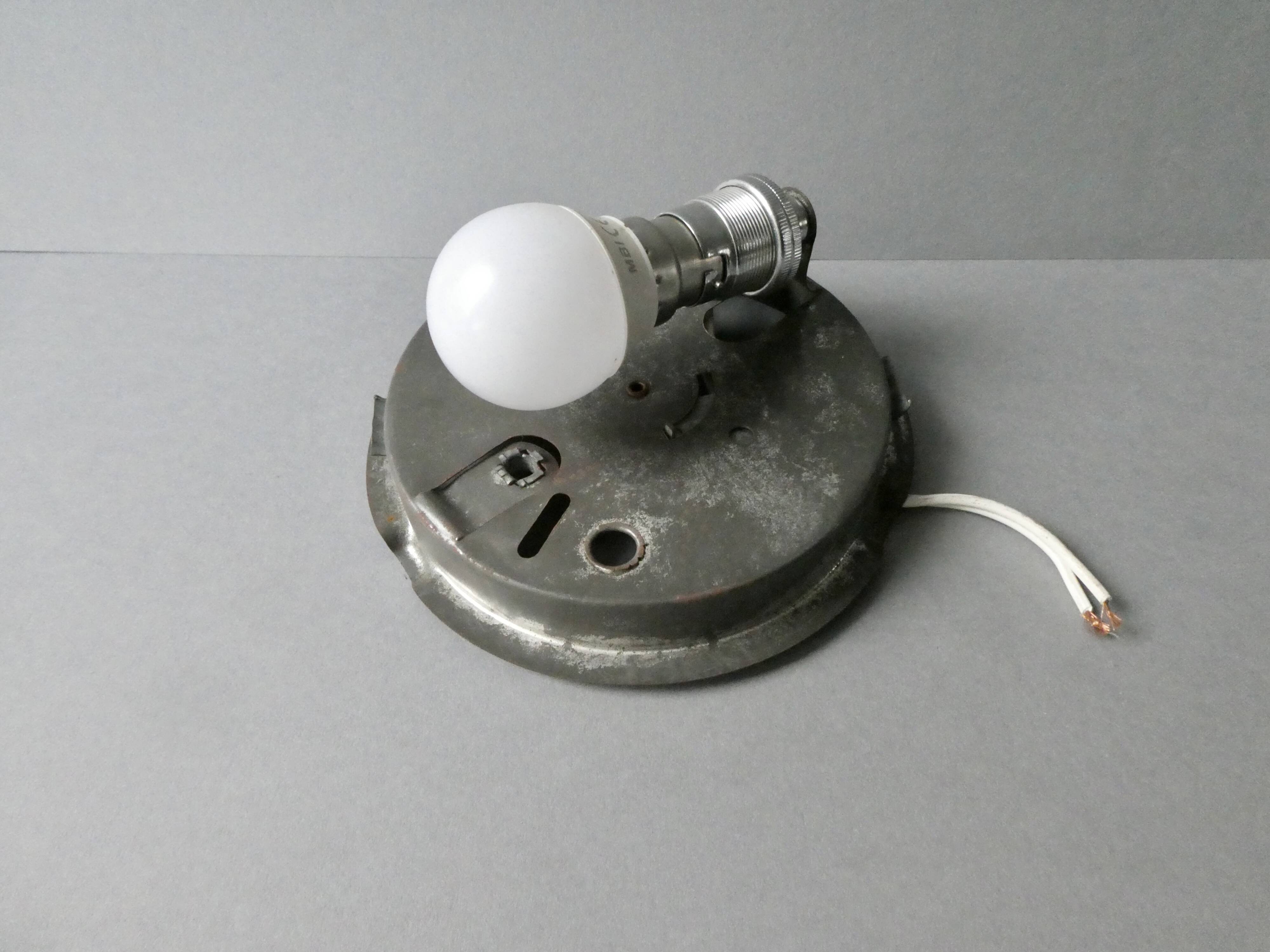 Wall or ceiling light in metal and matt white glass, 1950s