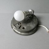 Wall or ceiling light in metal and matt white glass, 1950s