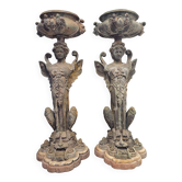 Empire style bronze jardinières, bronze and marble, 1805