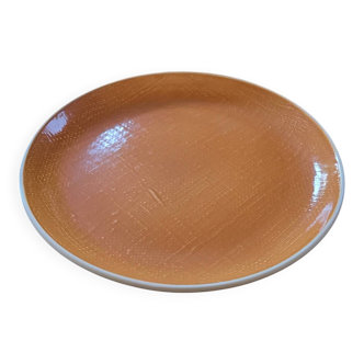 Plat texturé Salins Deauville Corail. Années 60