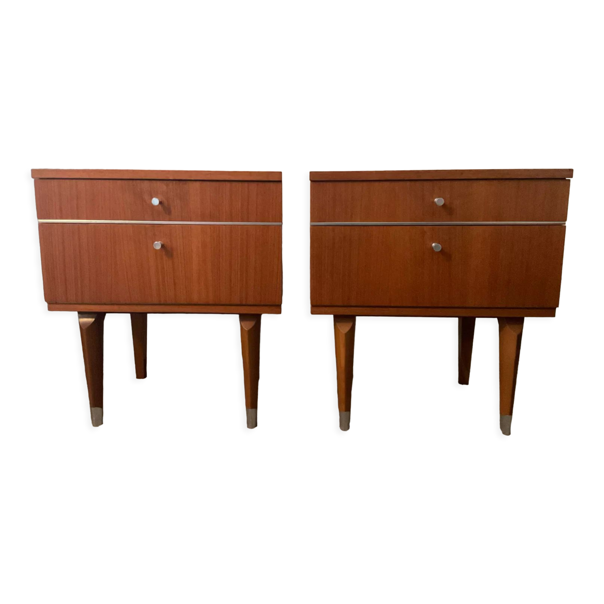 Pair of Scandinavian bedside tables from the 60s in teak
