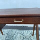 Modernist wooden desk with compass feet 1950