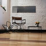 Table basse pieds compat en fer noir