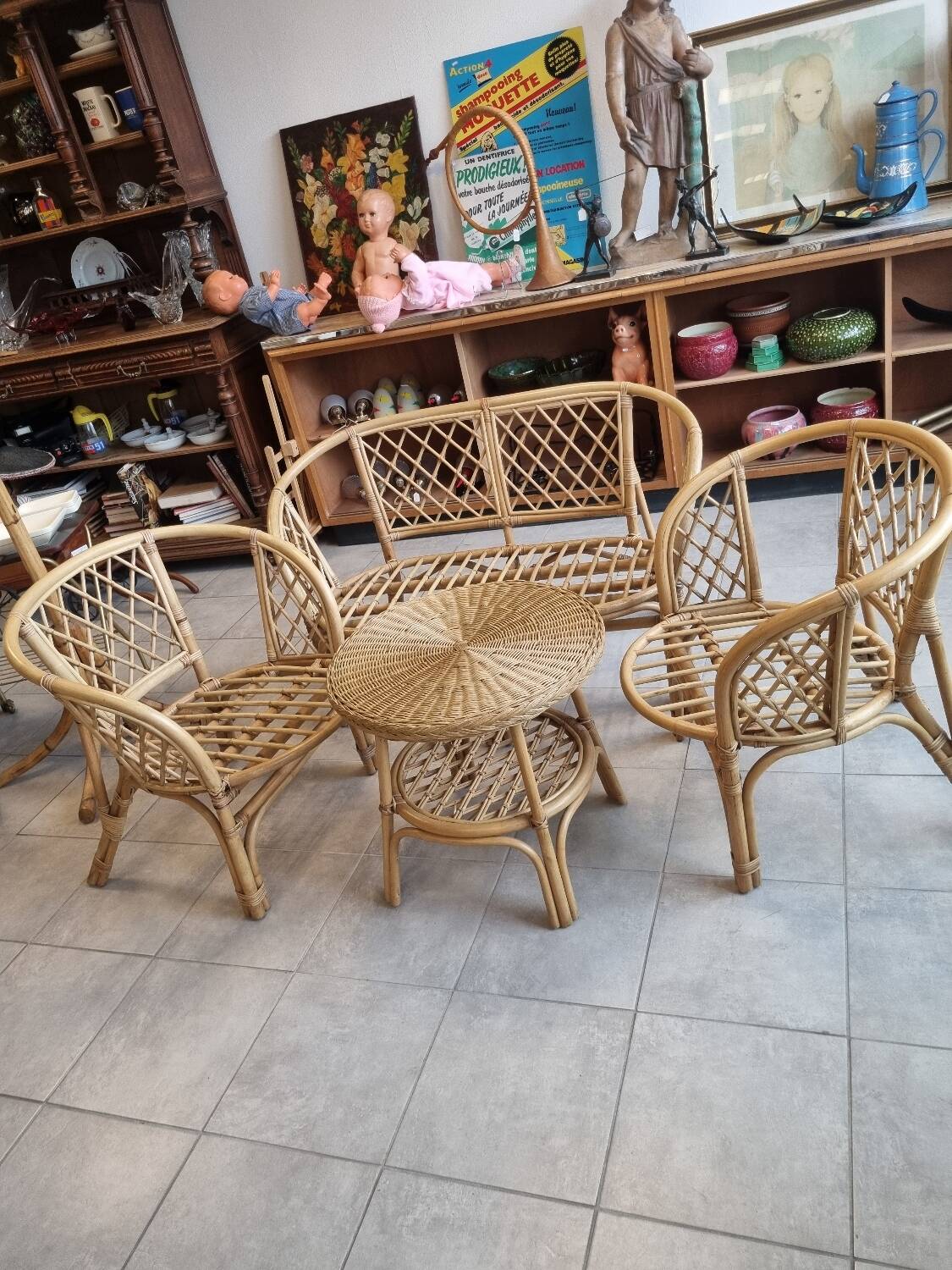 Vintage bamboo rattan garden furniture