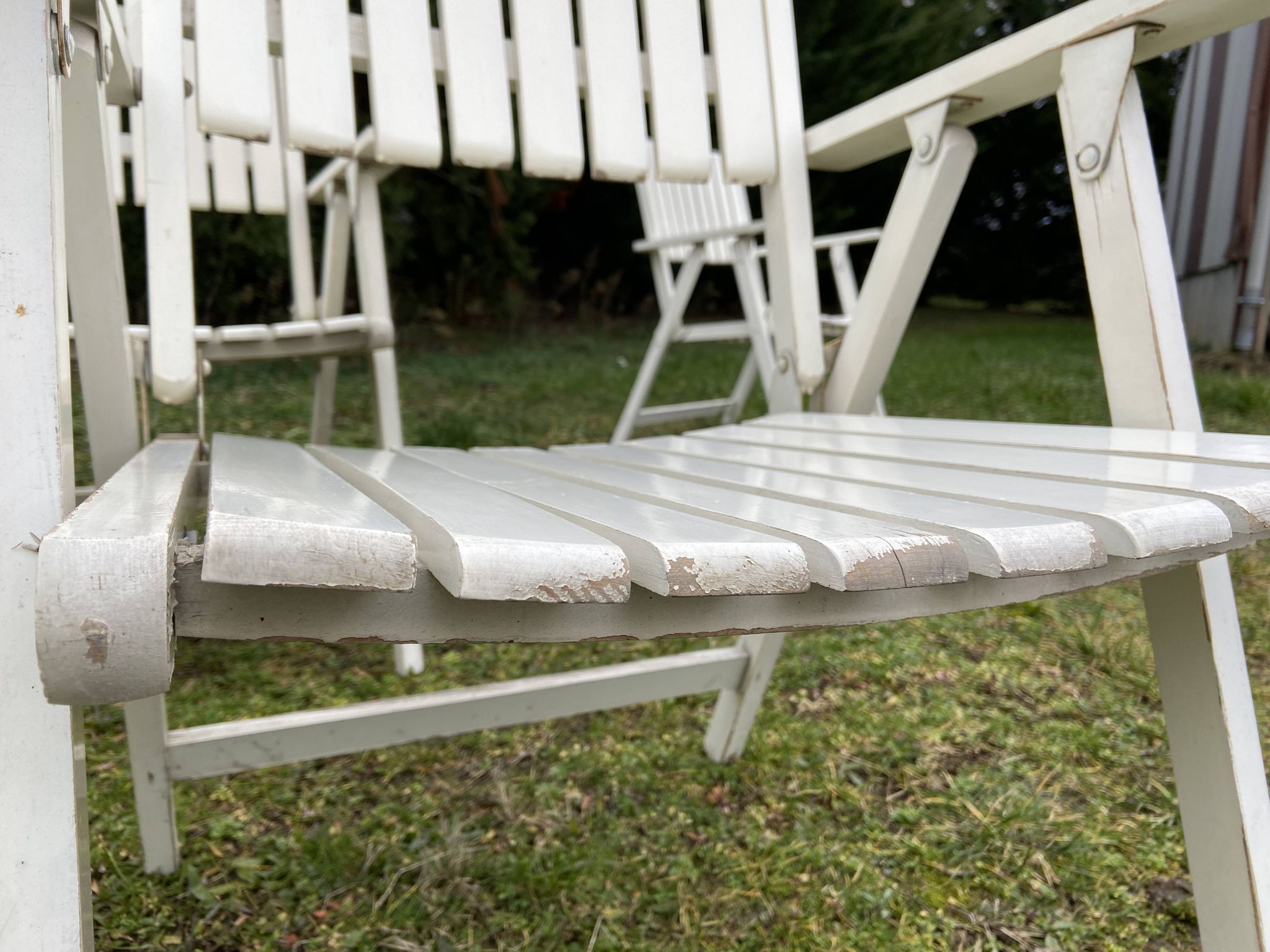 6 fauteuils de jardin bois vintage pliant