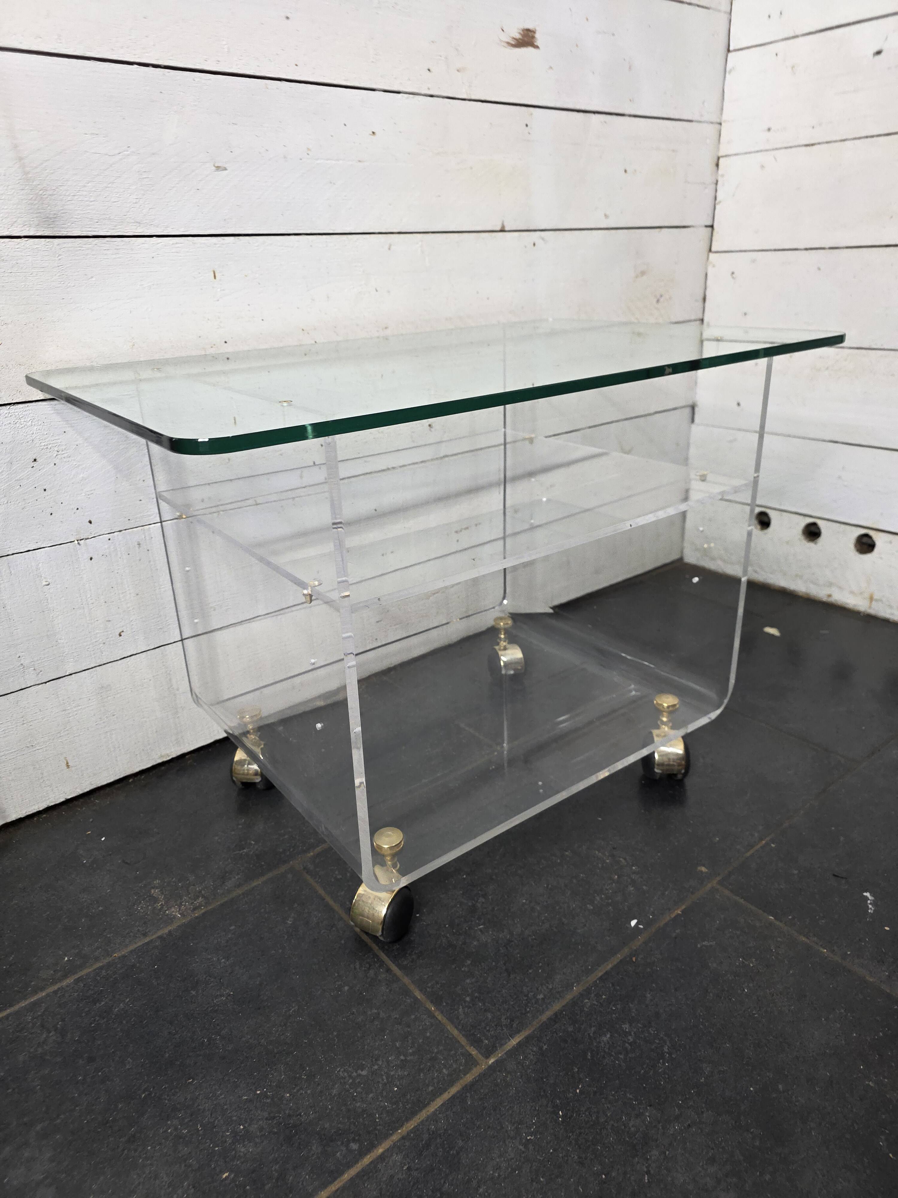 Vintage Plexiglas and Glass Coffee Table by David Lange 1970s