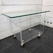 Vintage Plexiglas and Glass Coffee Table by David Lange 1970s