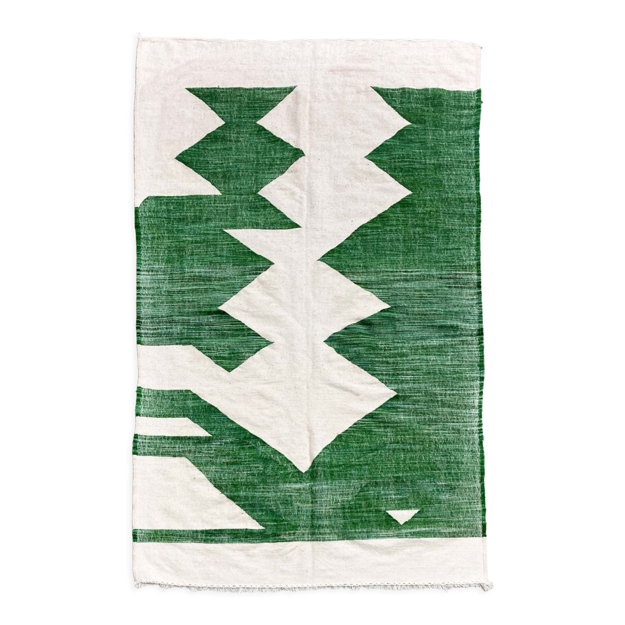 Kilim Moroccan Berber ecru with green patterns 250x142cm