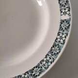 Trio of plates (2 soup plates, 1 dinner plate) Longchamp René, duck egg blue decoration