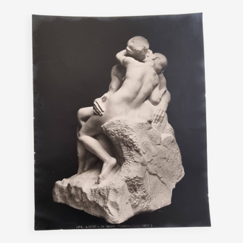 Photographie ancienne d'Eugène Fiorillo d'après Auguste Rodin, le baiser, tirage argentique