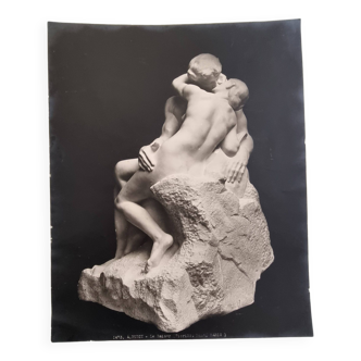 Old photograph by Eugène Fiorillo after Auguste Rodin, the kiss, silver print