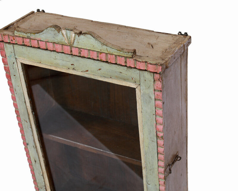 Polychrome vintage mural showcase old teck patina and piece of origin india