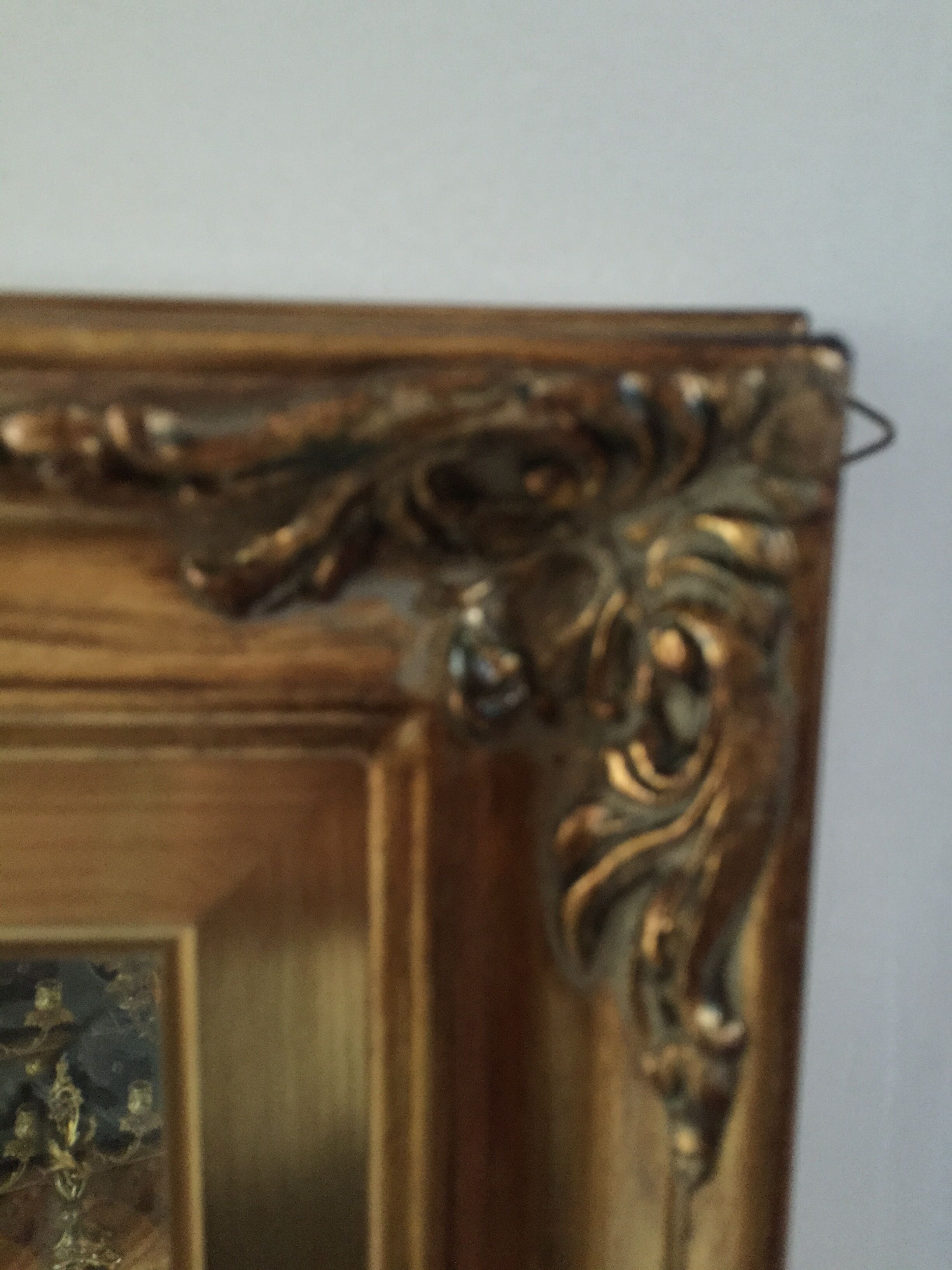 Miroir rectangulaire en bois doré 140 x 80 cm