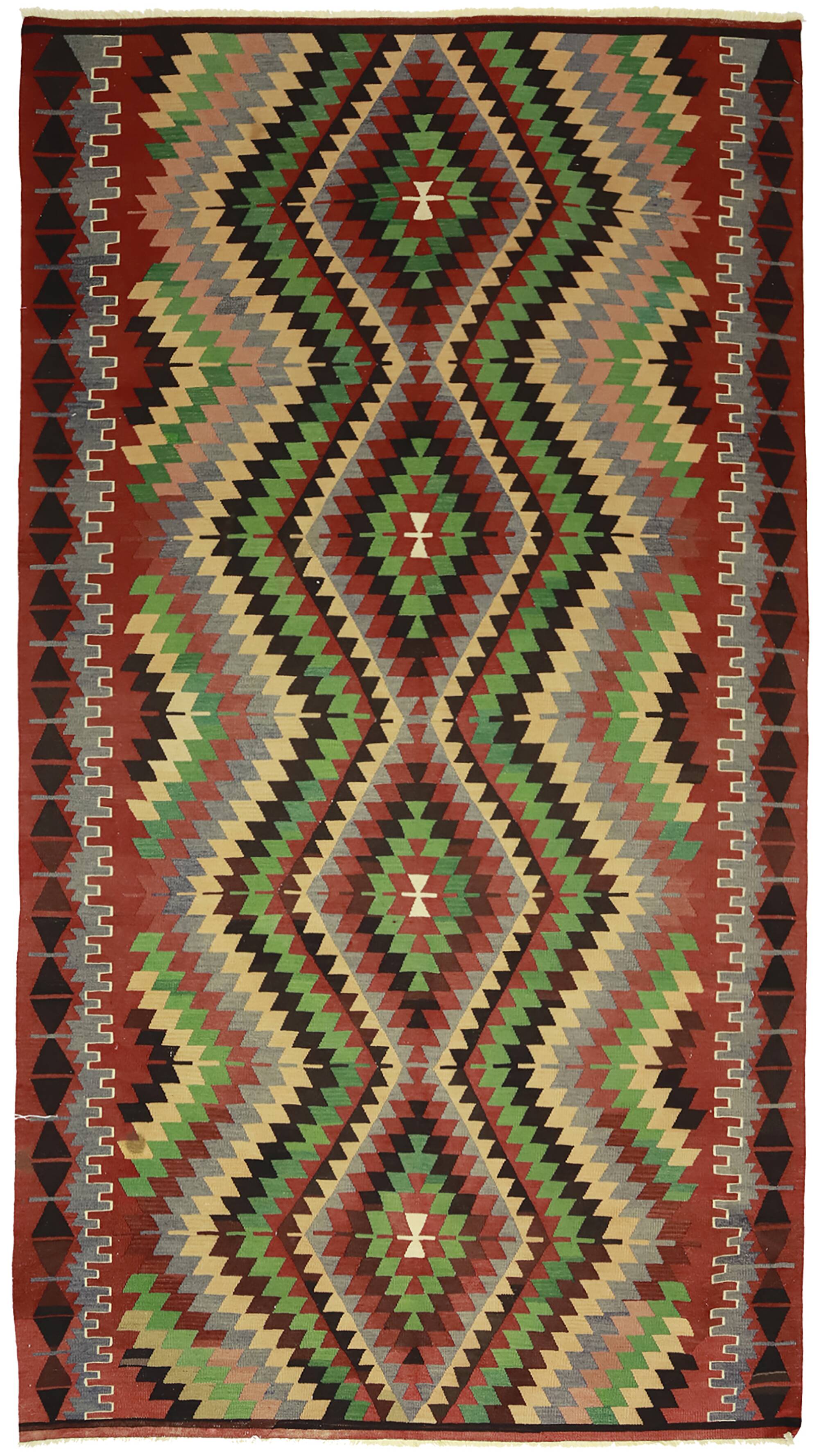 Vintage Turkish Kilim Co Coloured Turkish 175x247 cm Handwoven Bohemian Spirit