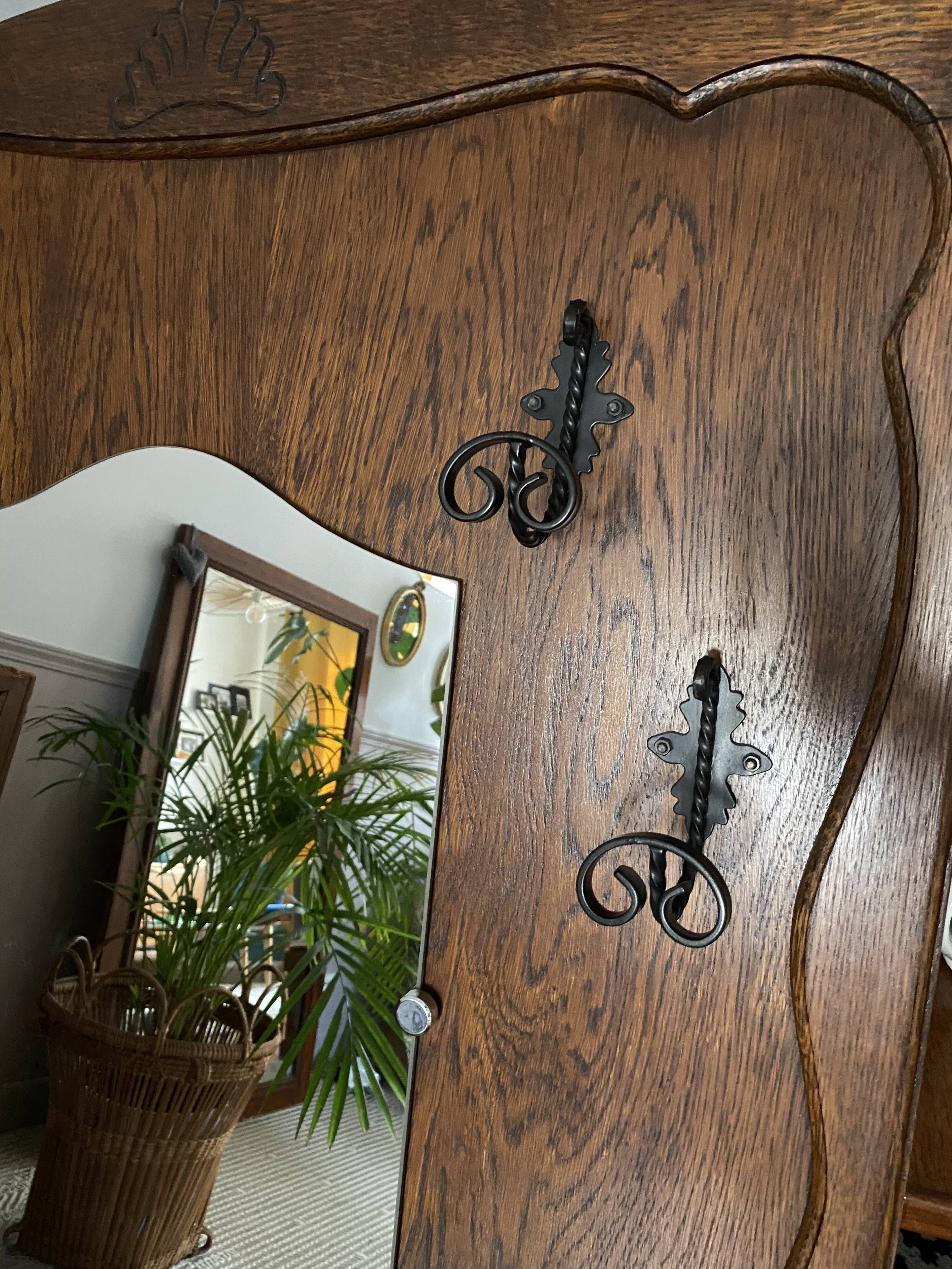 Vintage mirror cloakroom wall coat rack