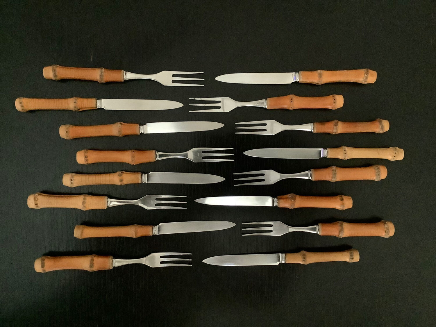 Vintage bamboo handle cutlery