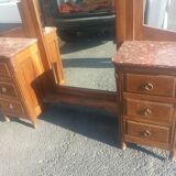 Art Deco dressing table in walnut and red Languedoc marble