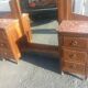 Art Deco dressing table in walnut and red Languedoc marble
