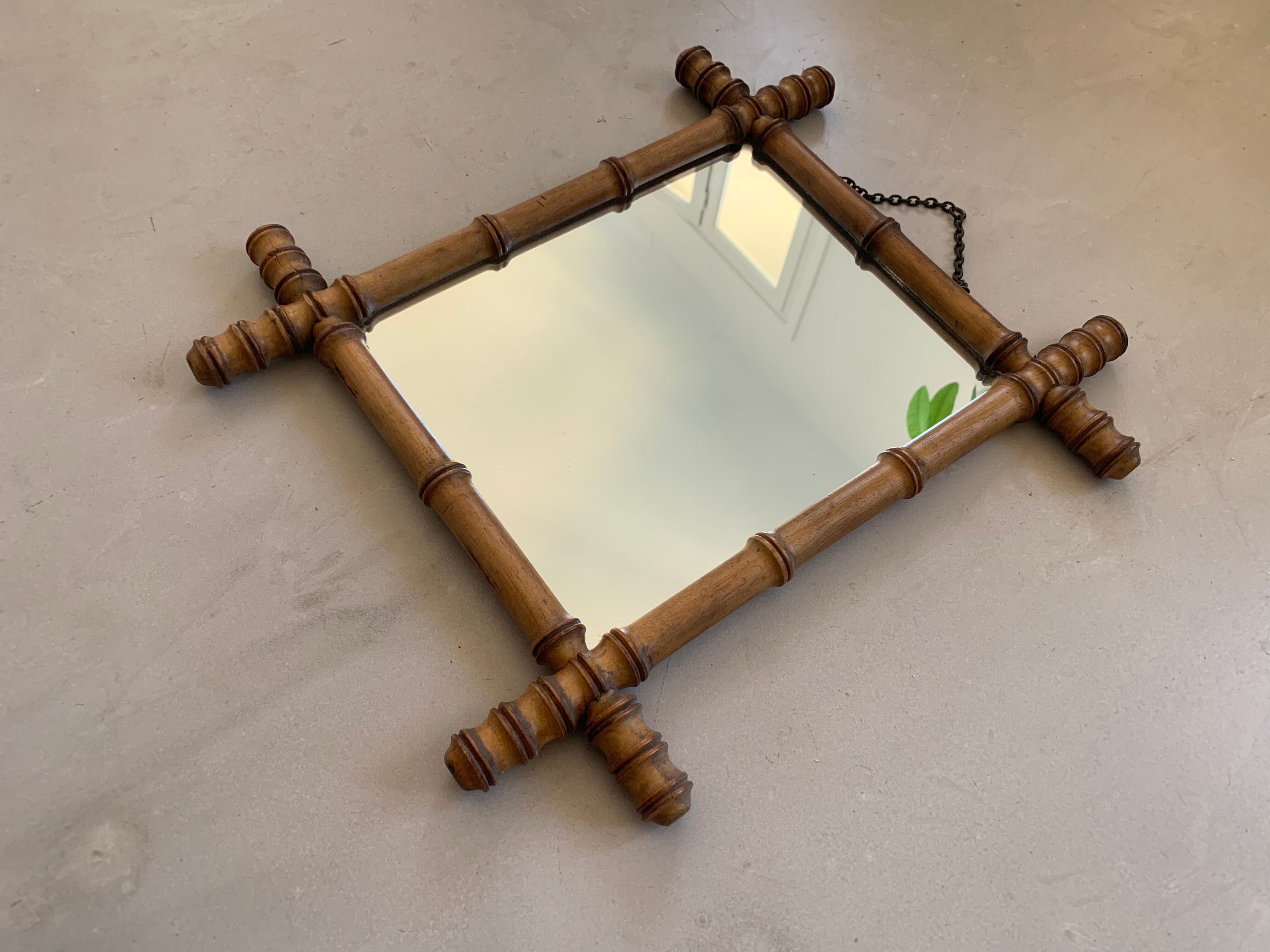 Miroir bambou vintage 44x50cm