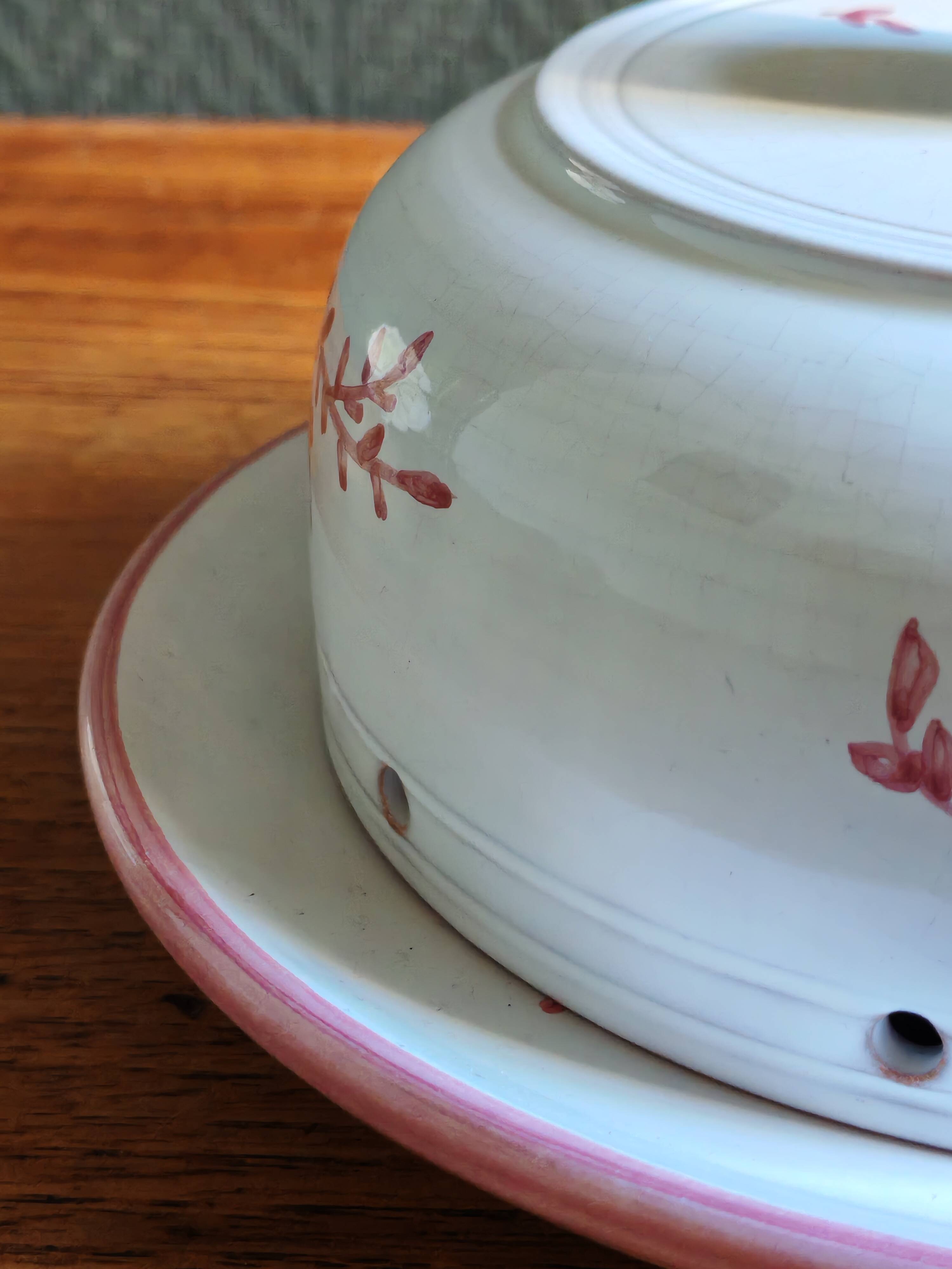 Vintage Ceramic Cheese Dome – Floral Branch Decor
