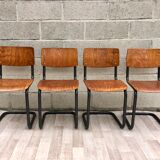 Lot of 4 chairs Vintage Arhend Cantilever oak color