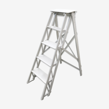 Old light grey vintage wood stepladder