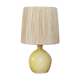 Yellow ceramic lamp, raffia lampshade, 60s