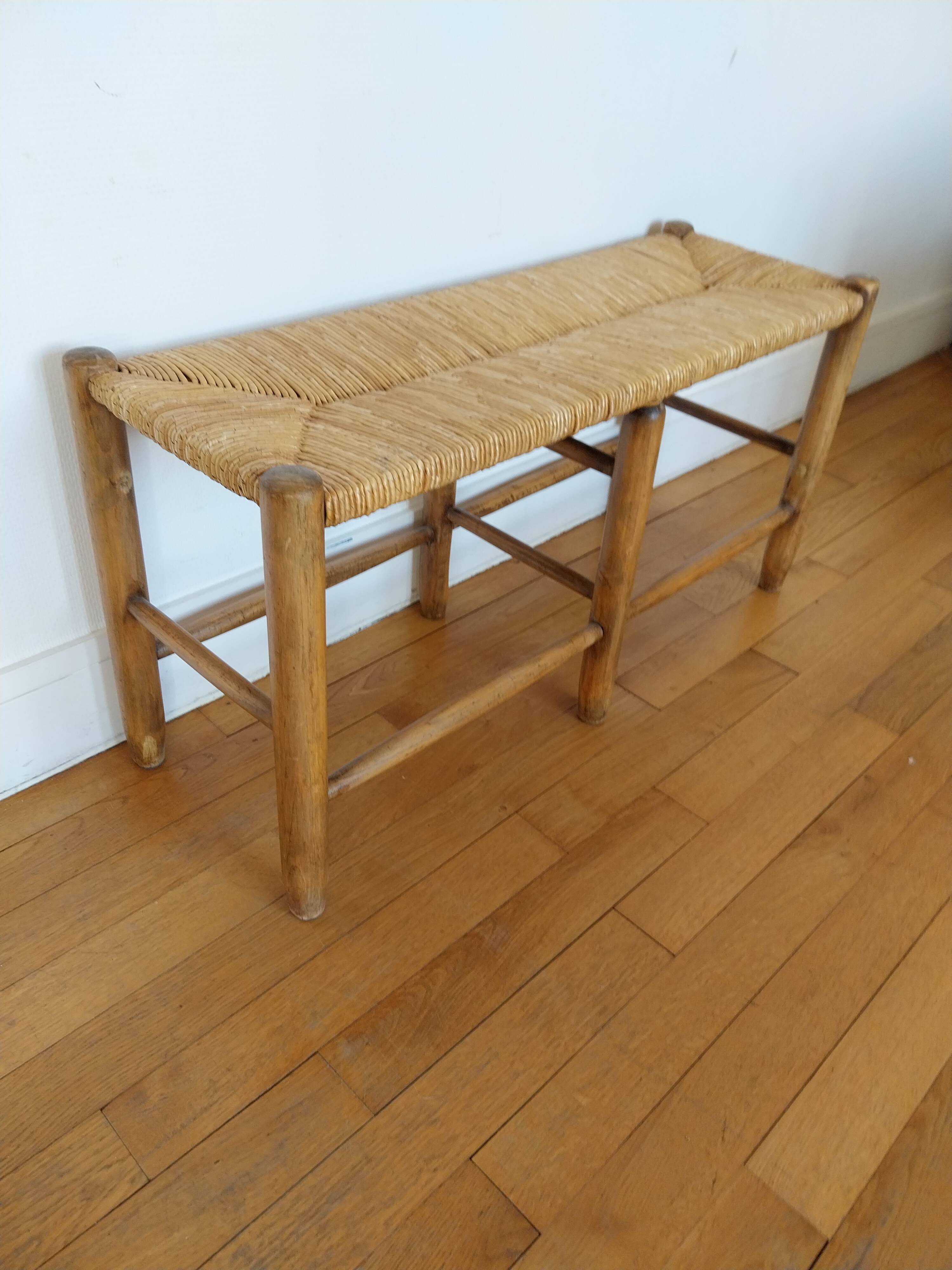 1950s straw bench