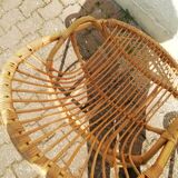 Vintage rattan armchair pair