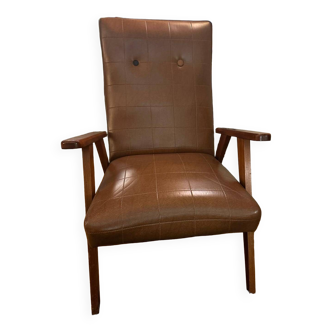 Fauteuil en Skaï marron