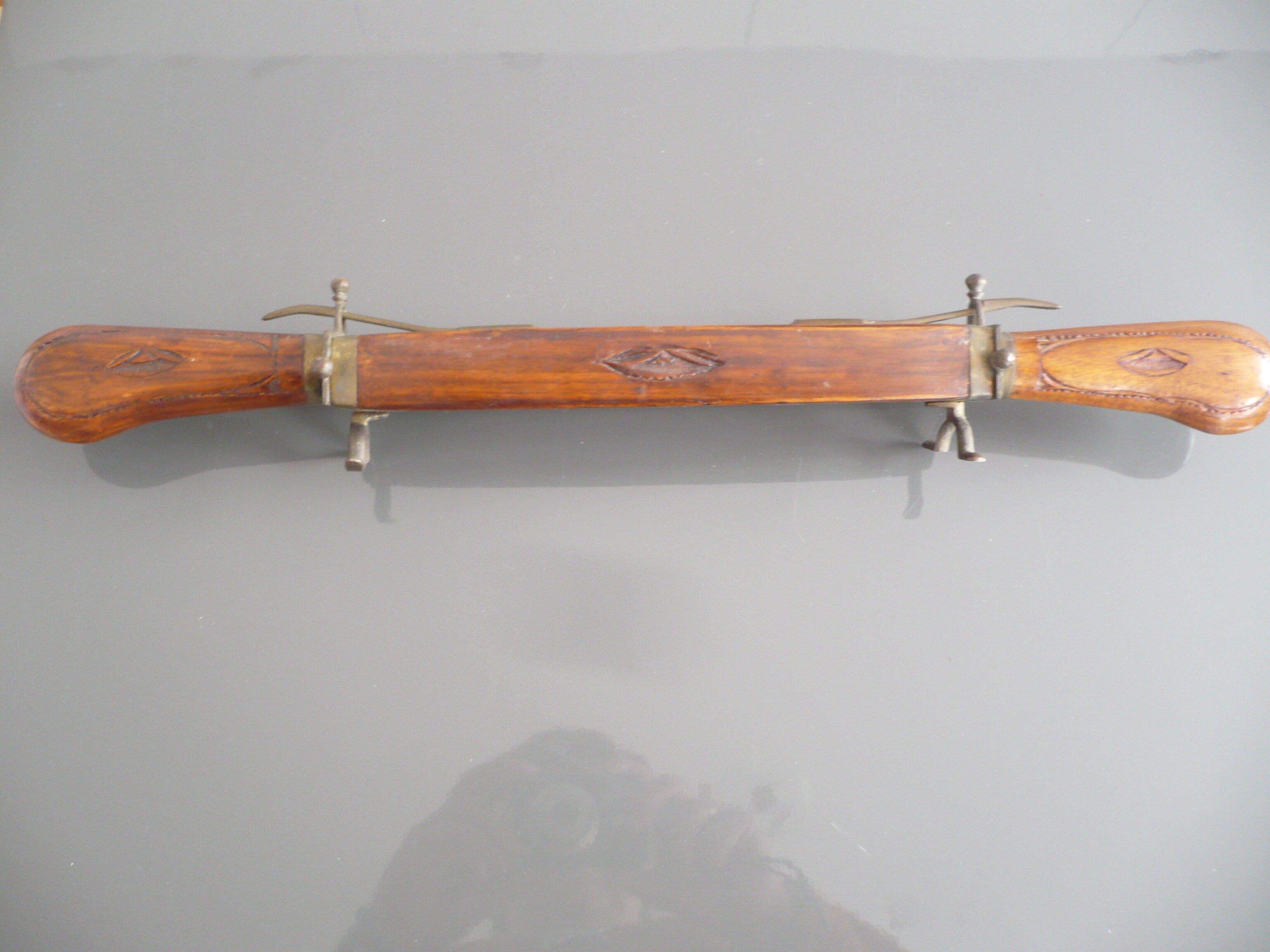 Carved kitchen knife and fork from India