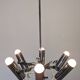 Modernist chandelier with 6 spots in chrome metal, France circa 1970.